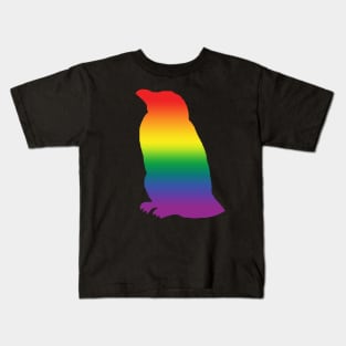 Rainbow Silhouette Penguin Pride Kids T-Shirt